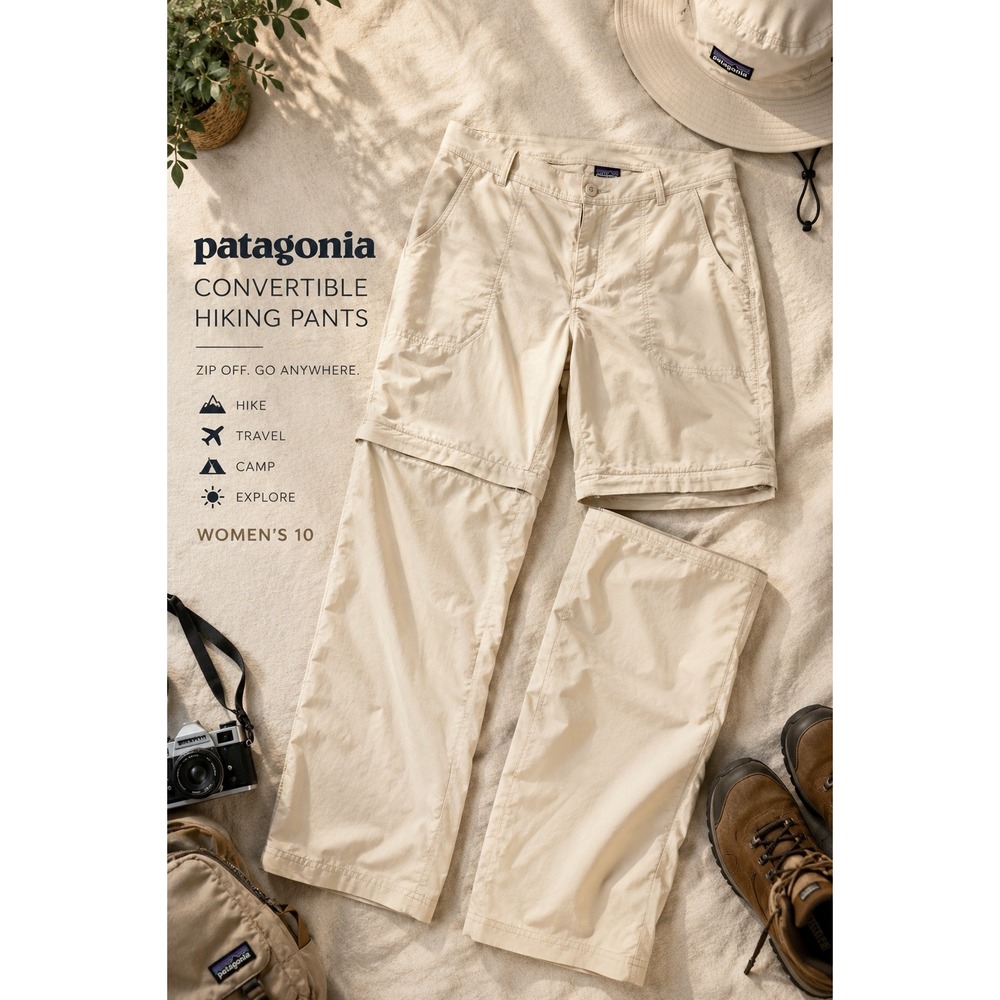 Patagonia Zip Off Cargo Hiking Pants Womens 10 Safari Outdoor Gorpcore
